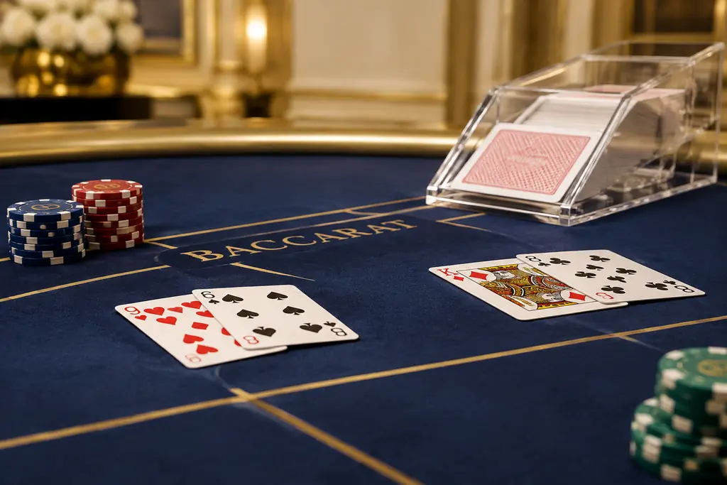 Shoe dan kartu di meja baccarat casino