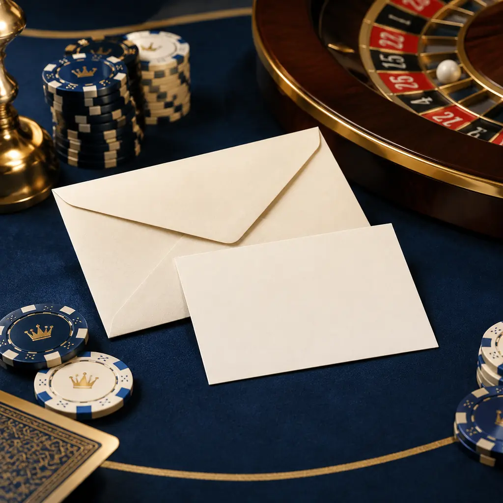 Amplop dan kartu di area meja casino